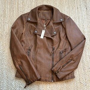 Brown Faux Leather Jacket